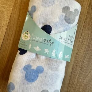 Ideal Baby By Aden & Anais Disney Baby Muslin Swaddle Blue Mickey Mouse 42"